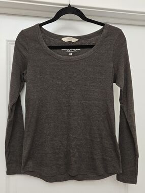 H&M Scoop Neck Long Sleeve Top - Brown